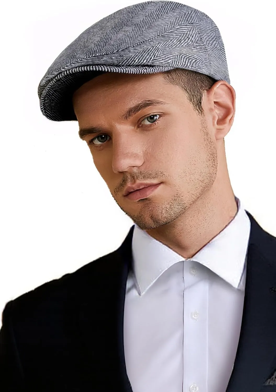 BABEYOND Men's Flat Cap Newsboy Hats Herringbone Tweed Cabbie Hats for Men 1920s Ivy Irish Driving Hats Gatsby Hat