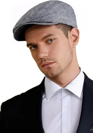 BABEYOND Men's Flat Cap Newsboy Hats Herringbone Tweed Cabbie Hats for Men 1920s Ivy Irish Driving Hats Gatsby Hat