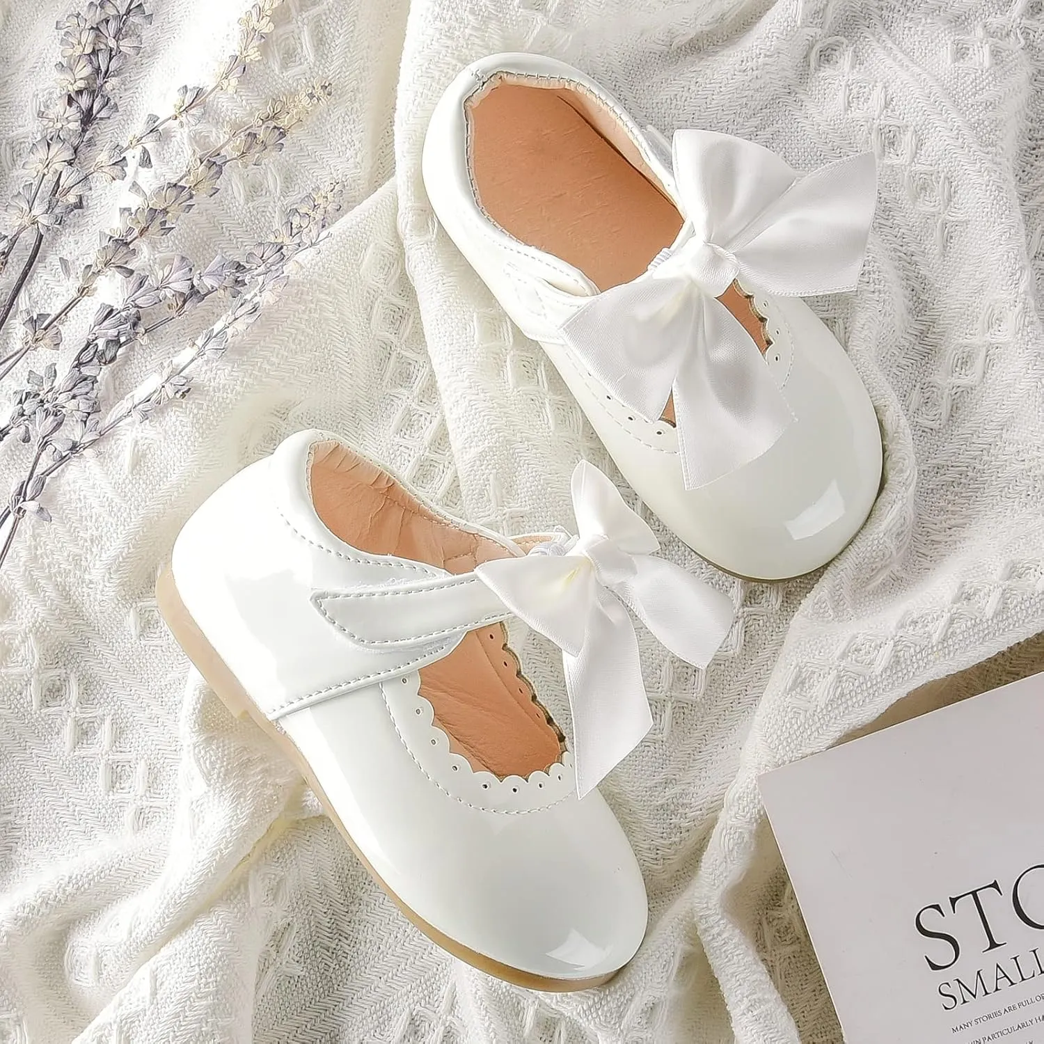 Baby Girls Wedding Flat Ribbon Bow Shoes Princess Dress Mary Jane