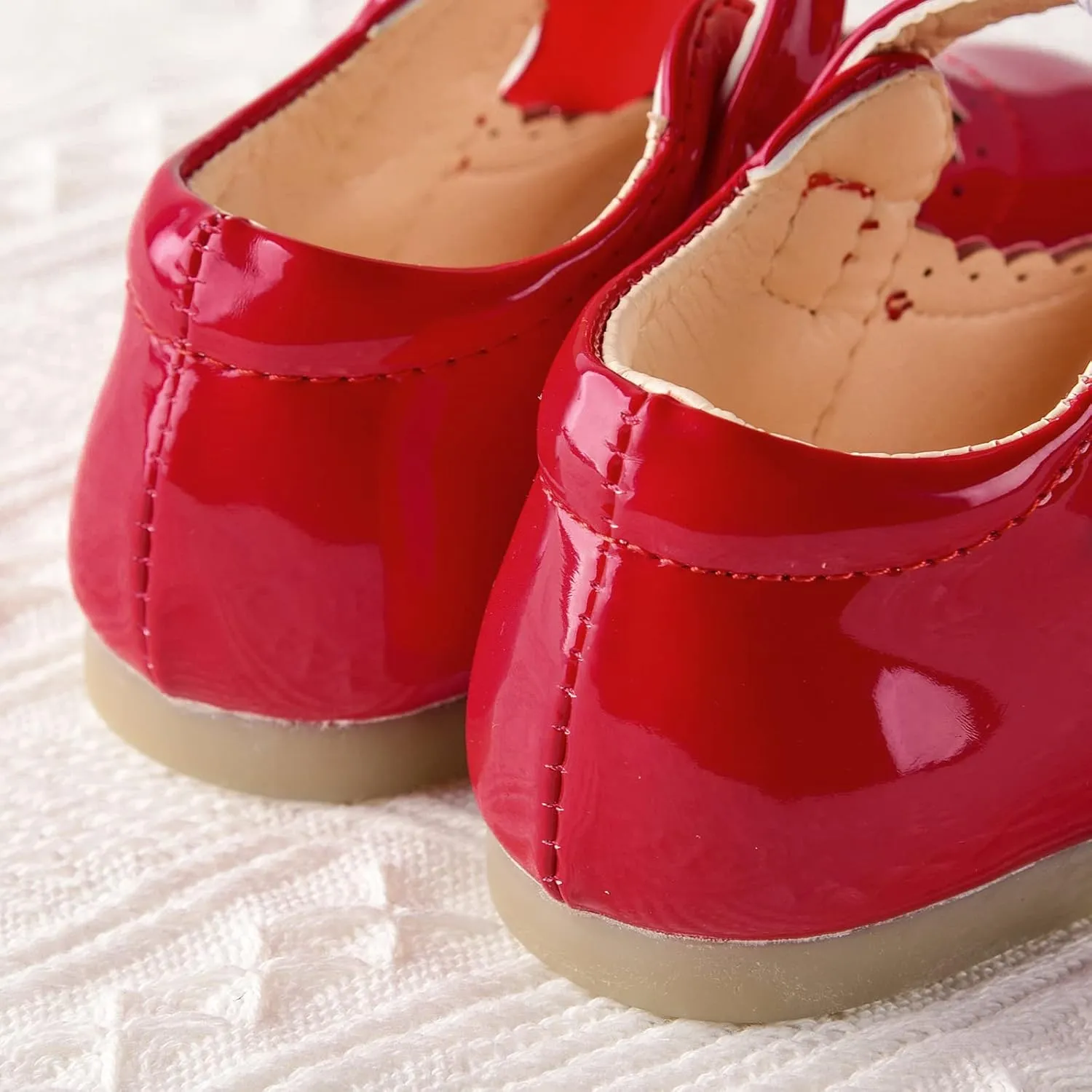 Baby Girls Wedding Flat Ribbon Bow Shoes Princess Dress Mary Jane