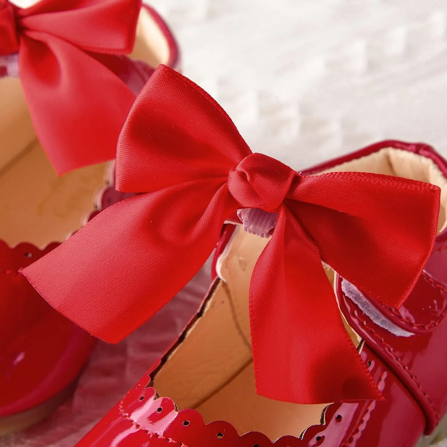 Baby Girls Wedding Flat Ribbon Bow Shoes Princess Dress Mary Jane