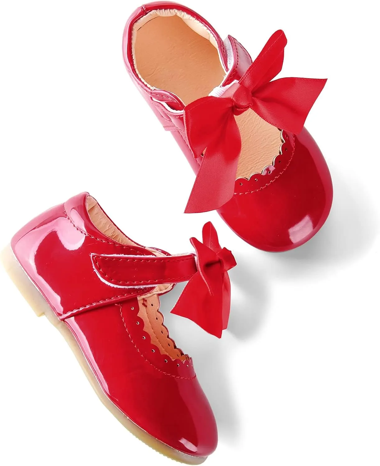 Baby Girls Wedding Flat Ribbon Bow Shoes Princess Dress Mary Jane