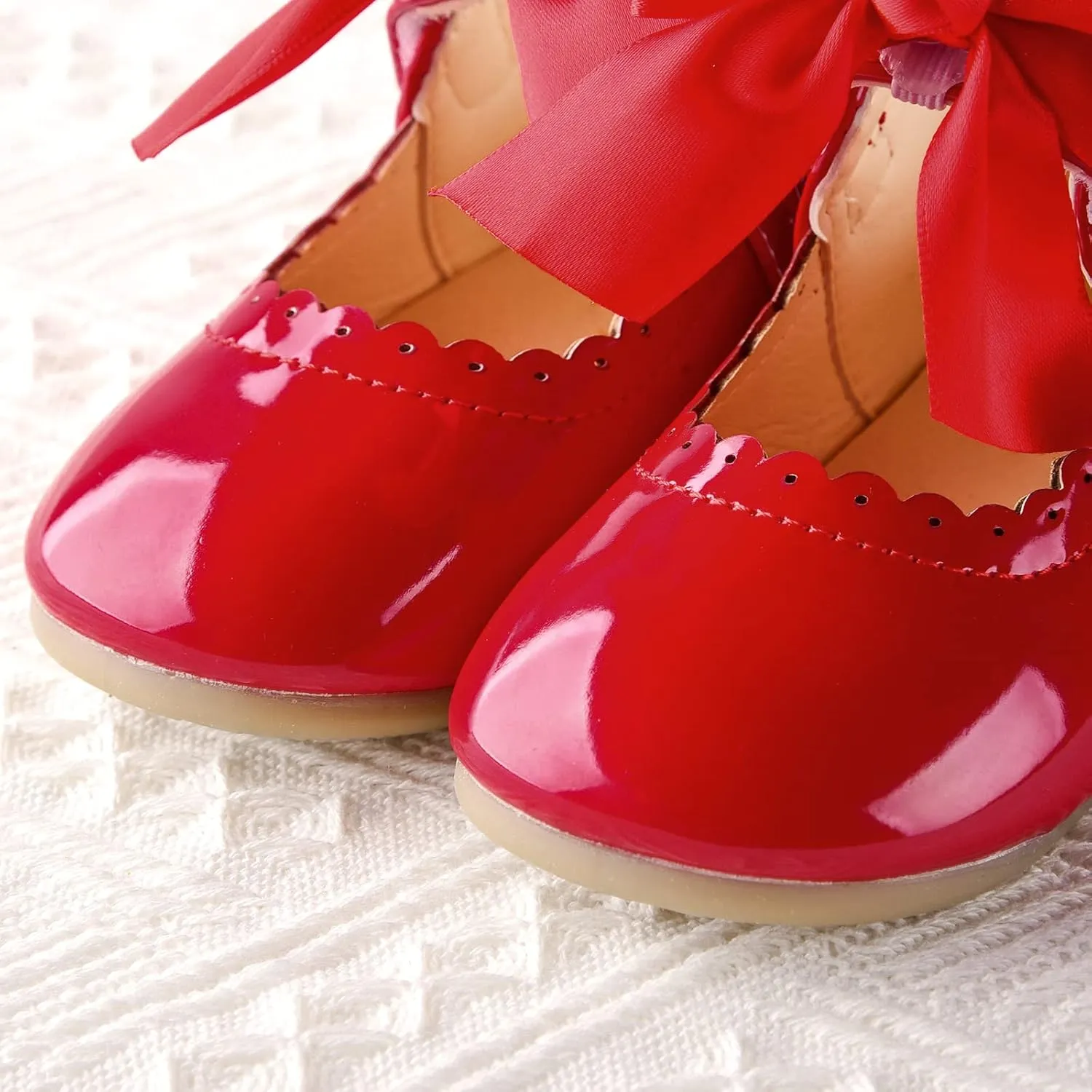 Baby Girls Wedding Flat Ribbon Bow Shoes Princess Dress Mary Jane