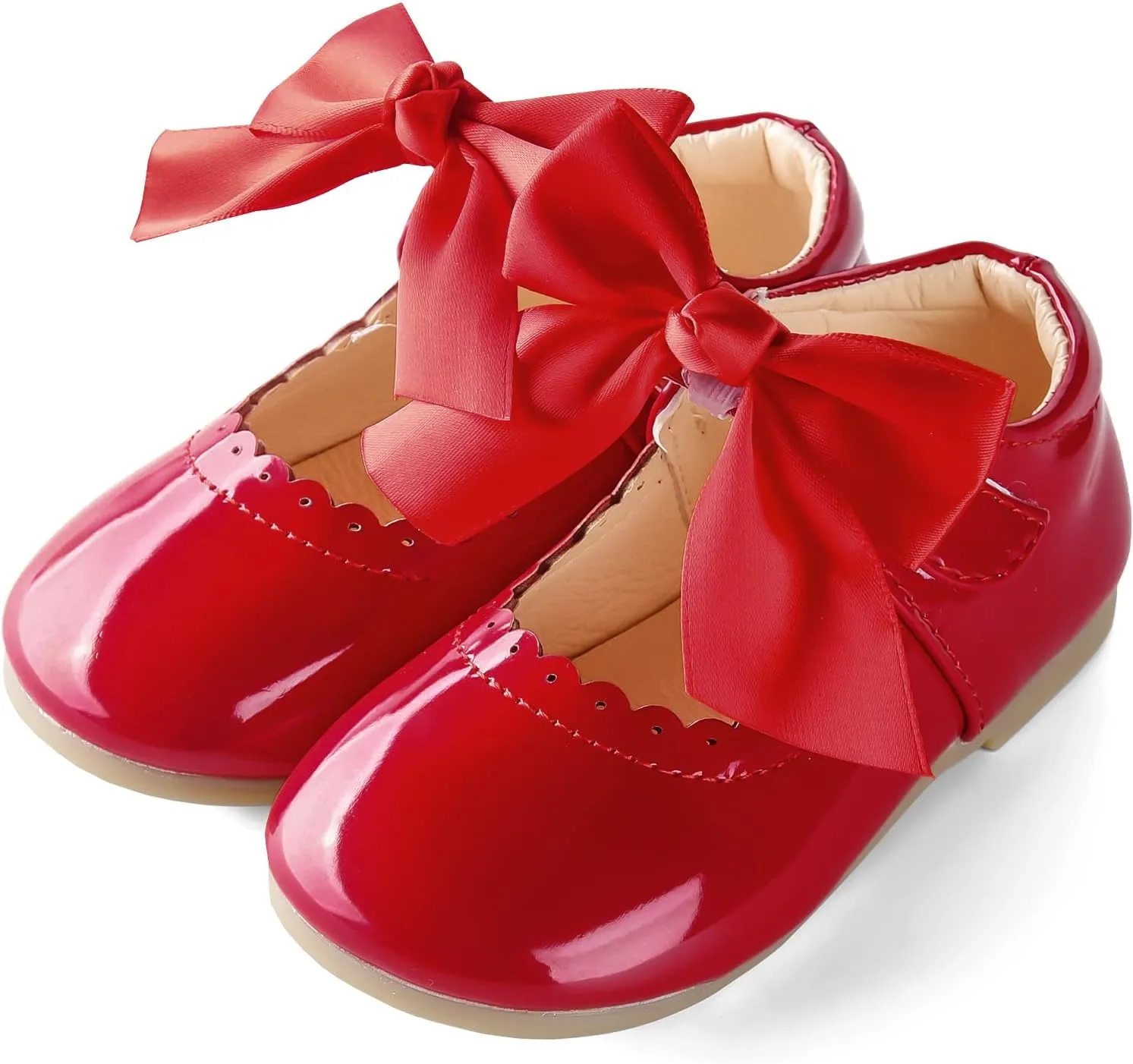 Baby Girls Wedding Flat Ribbon Bow Shoes Princess Dress Mary Jane