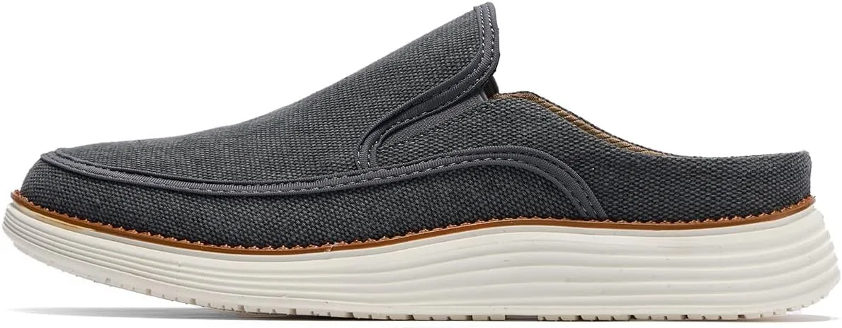 Backless Slip On Casual Mens Fashion Open Back Loafers Outdoor Slippers Canvas House Indoor Non-Slip Shoes