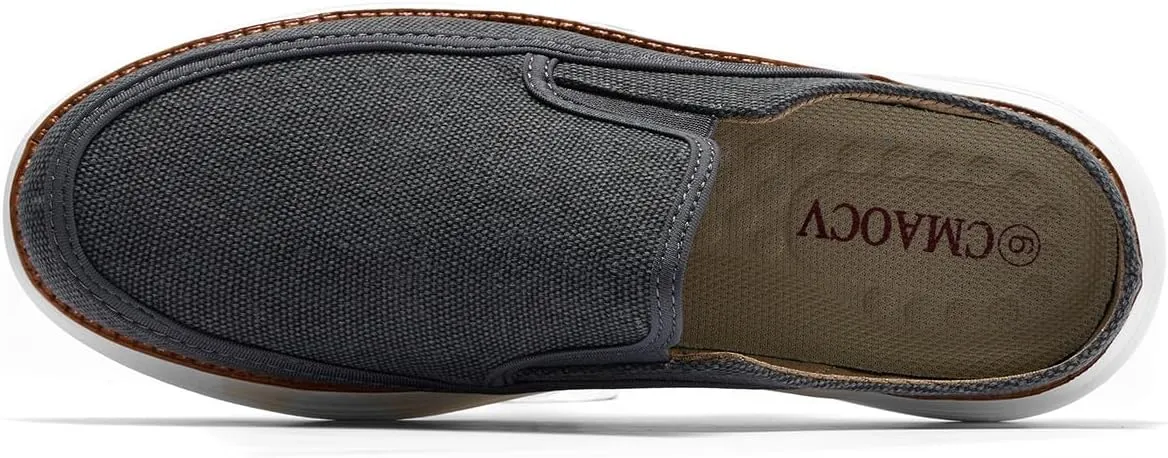 Backless Slip On Casual Mens Fashion Open Back Loafers Outdoor Slippers Canvas House Indoor Non-Slip Shoes