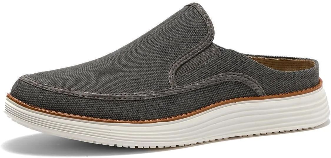 Backless Slip On Casual Mens Fashion Open Back Loafers Outdoor Slippers Canvas House Indoor Non-Slip Shoes