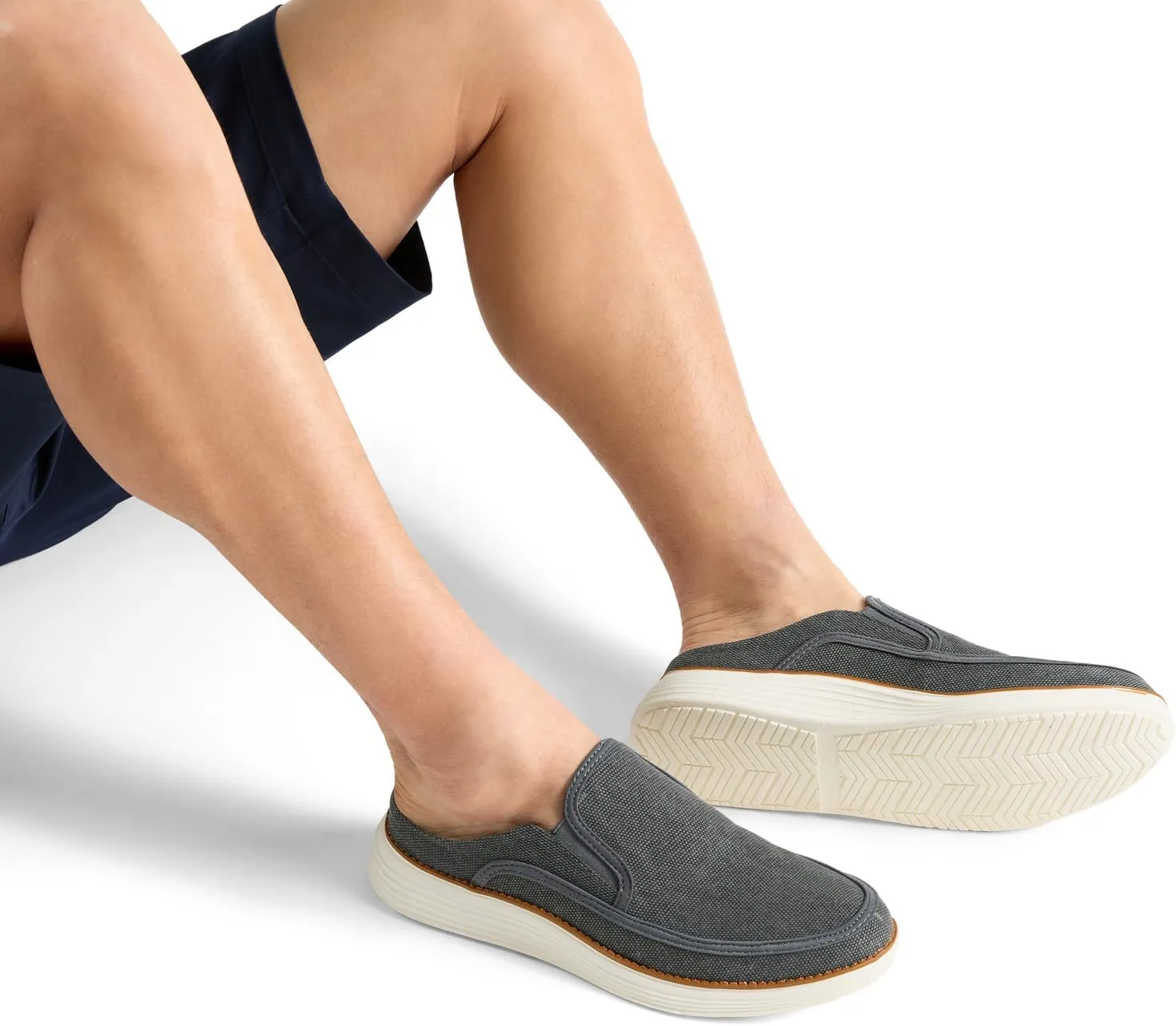 Backless Slip On Casual Mens Fashion Open Back Loafers Outdoor Slippers Canvas House Indoor Non-Slip Shoes