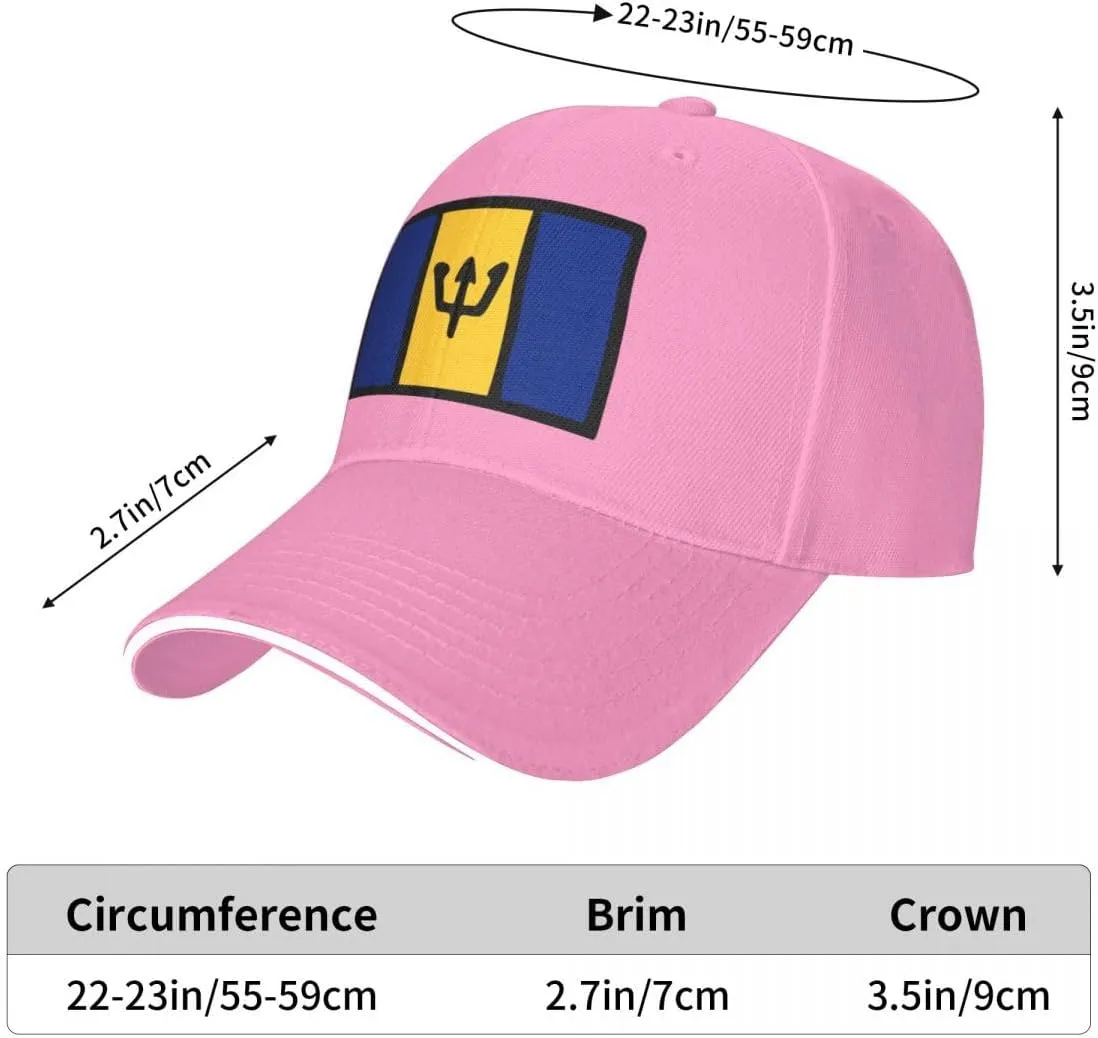 Barbados Flag Flat Pattern Casual Sandwich Baseball Cap-Adjustable Fit Four Seasons Breathable Lightweight Unisex Hat for Ou
