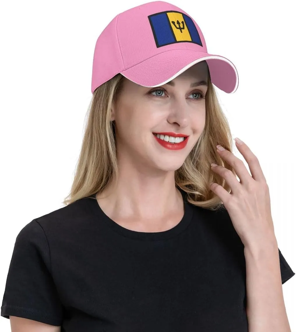 Barbados Flag Flat Pattern Casual Sandwich Baseball Cap-Adjustable Fit Four Seasons Breathable Lightweight Unisex Hat for Ou