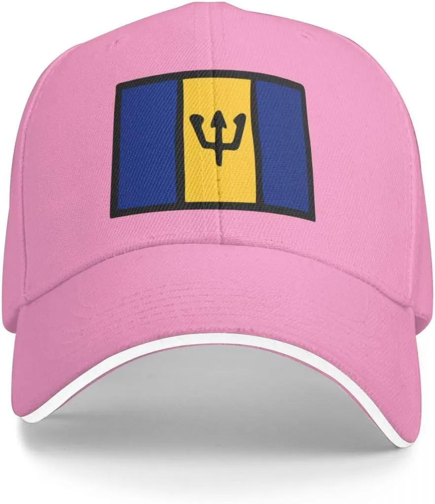Barbados Flag Flat Pattern Casual Sandwich Baseball Cap-Adjustable Fit Four Seasons Breathable Lightweight Unisex Hat for Ou