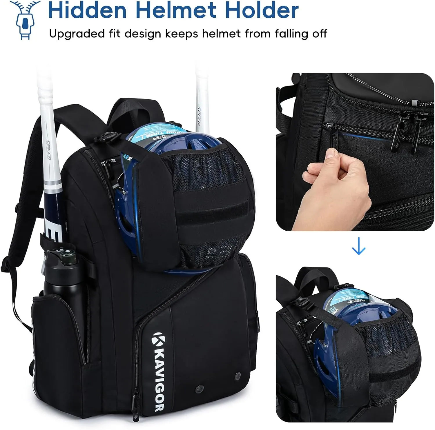 Baseball Bag for Youth and Adult, Softball Bag 50L Large Capacity Holds 4 Bats, Equipment Backpack with Shoes Compartment