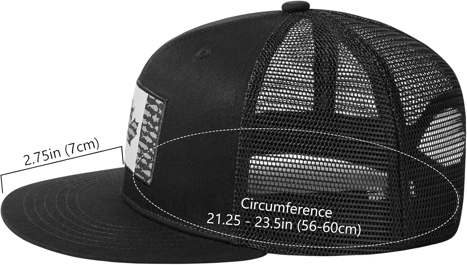BASSDASH Flat Brim Trucker Cap Adjustable Snapback Hat Mesh Back for Men Women