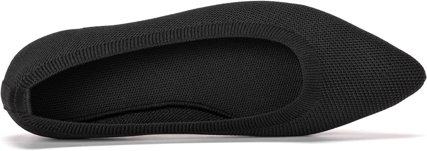 BEJINASH Women's Pointed Toe Flats Knit Flats Shoes for Women Comfortable Light Walking Shoes