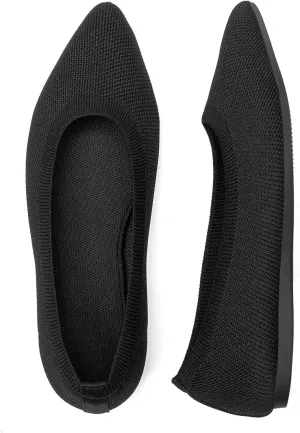 BEJINASH Women's Pointed Toe Flats Knit Flats Shoes for Women Comfortable Light Walking Shoes