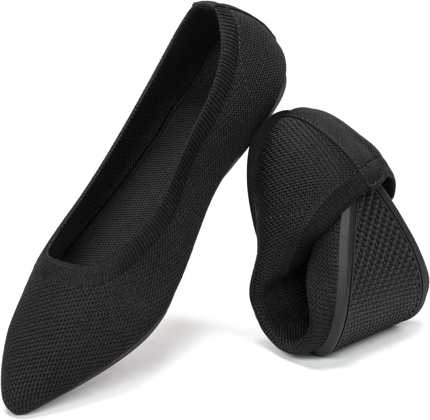 BEJINASH Women's Pointed Toe Flats Knit Flats Shoes for Women Comfortable Light Walking Shoes