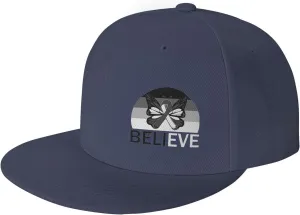 Believe Carcinoid Cancer Awareness Zebra Ribbon Fashion Flat Cap Adujstable Men Women Baseball Caps Outdoor Navy Blue