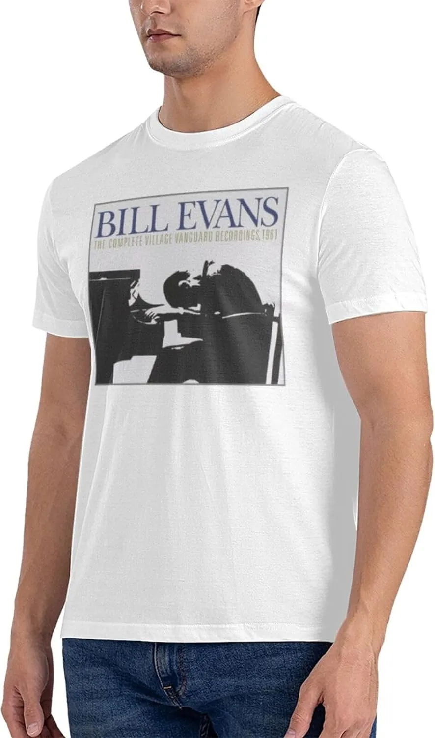 Bill Music Evans Shirt Fashion Breathable Crew Neck Short Sleeve Tshirt for Men Cotton Cool Pattern Top Tees Black