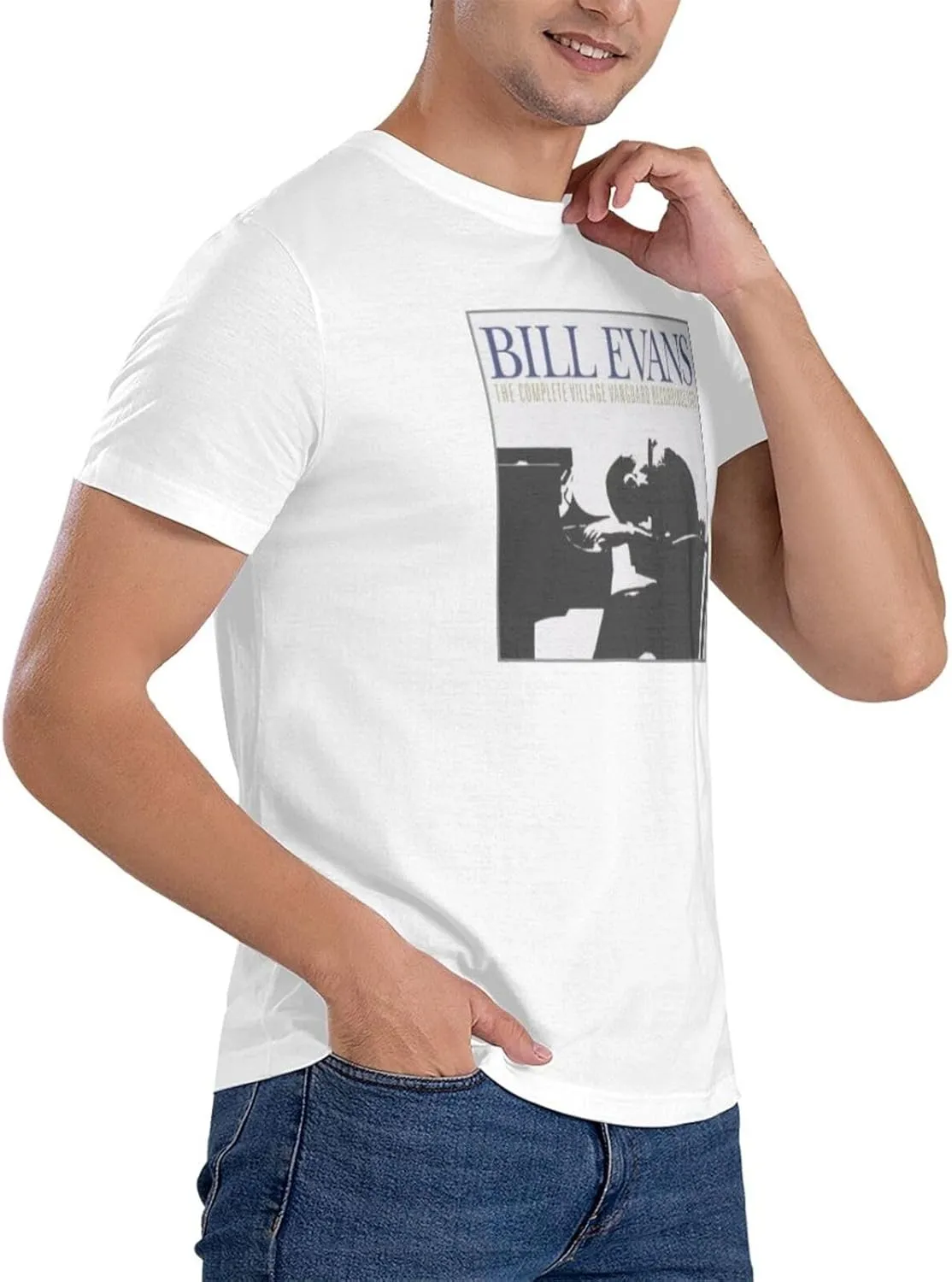 Bill Music Evans Shirt Fashion Breathable Crew Neck Short Sleeve Tshirt for Men Cotton Cool Pattern Top Tees Black
