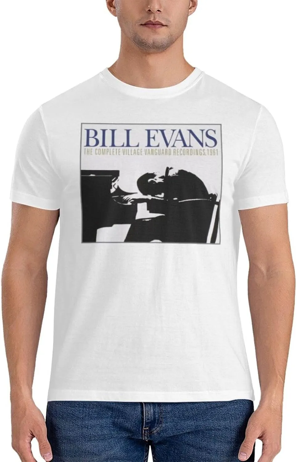Bill Music Evans Shirt Fashion Breathable Crew Neck Short Sleeve Tshirt for Men Cotton Cool Pattern Top Tees Black