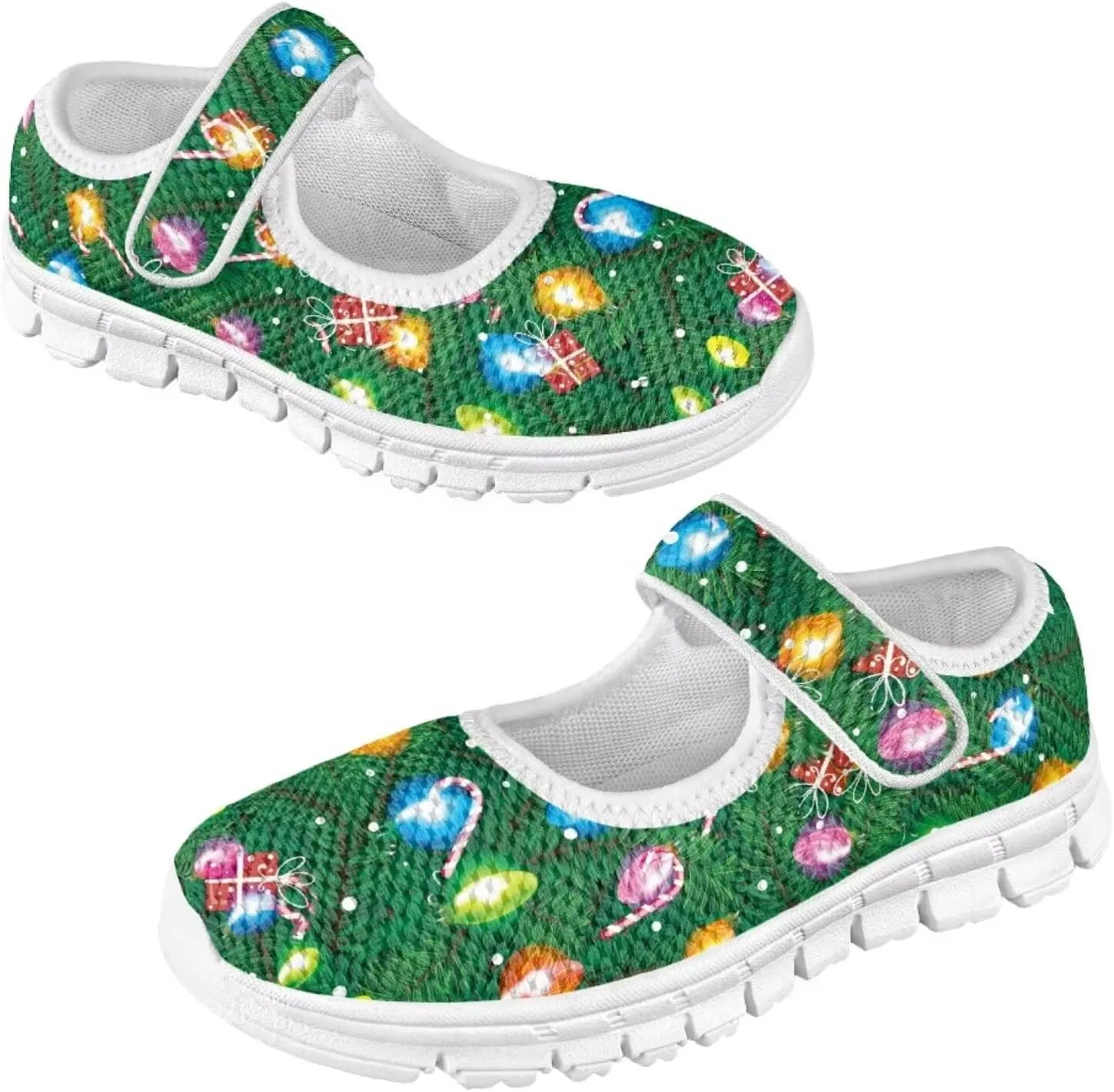 Binienty Fashion Mary Jane Sneakers for Girls Anti-Slip Holiday Christmas Easter Mesh Flat Sneaker School Shoes