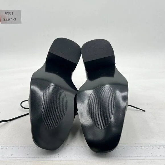 Black Fashion Cap Toe Low Heel Oxford Lace Up Casual Daily Walking Shoes