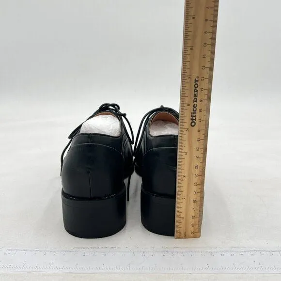 Black Fashion Cap Toe Low Heel Oxford Lace Up Casual Daily Walking Shoes