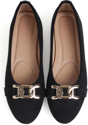 Black Flats for Women Comfortable Suede Round Toe Ballerina Shoes Slip on Work Flats for Women Office Comfort Size 8