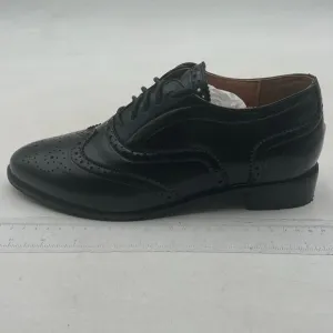 Black Men's Black Leather Classic Lace Up Oxford Low Heel Round Toe Dress Pump