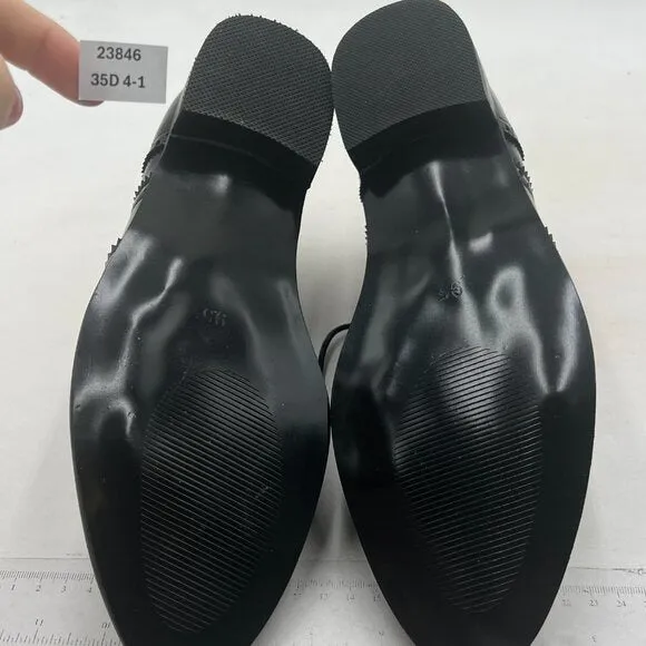 Black Men's Black Leather Classic Lace Up Oxford Low Heel Round Toe Dress Pump