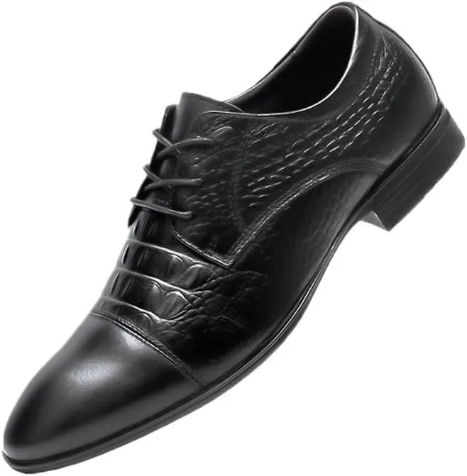 Black Mens PU Leather Shoes Luxury Crocodile Pattern Men Business Dress Shoes Casual Social Shoe Male Wedding Footwear Mens Waterproof Dress Shoes
