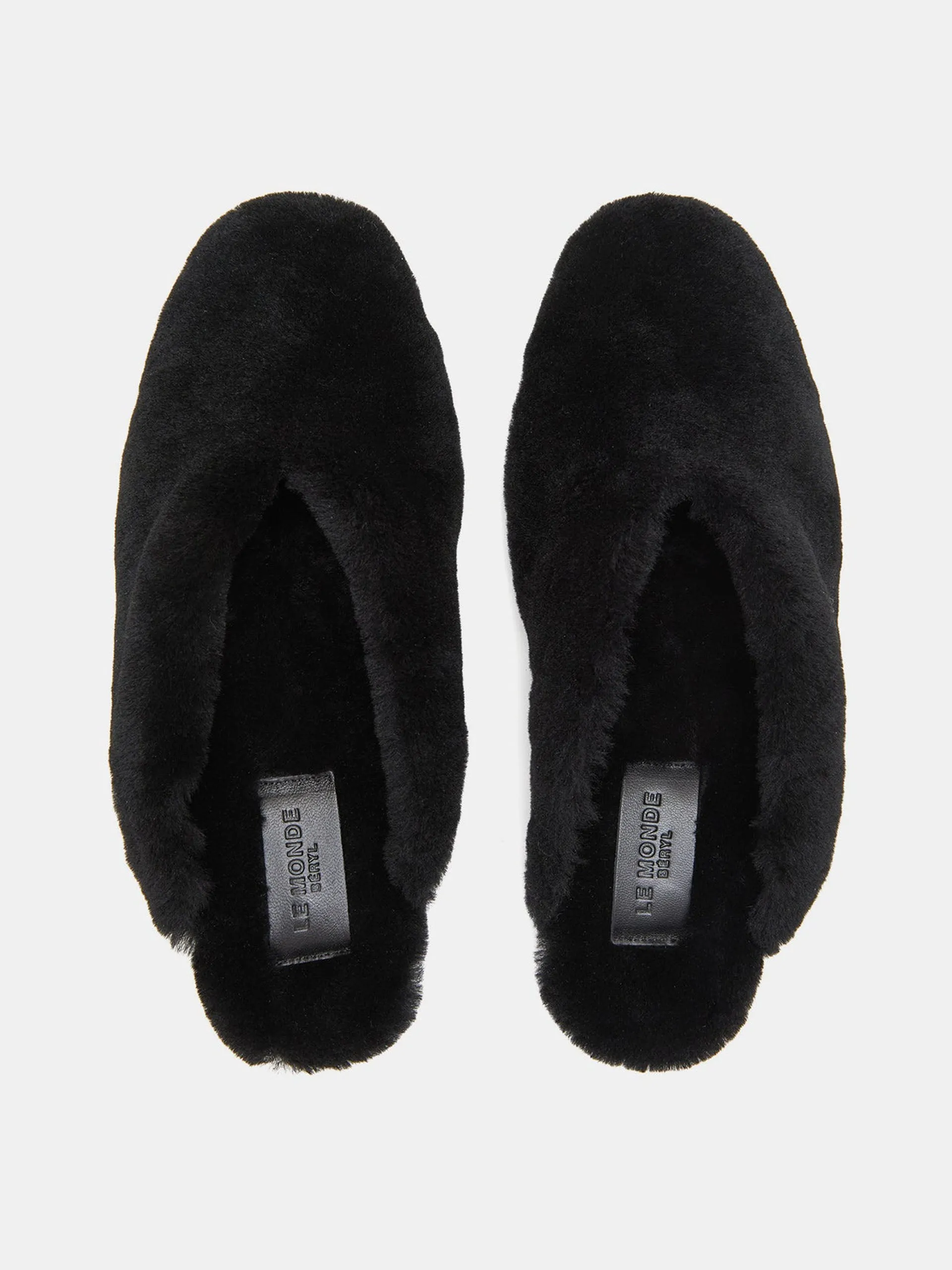 Black shearling Regency mules