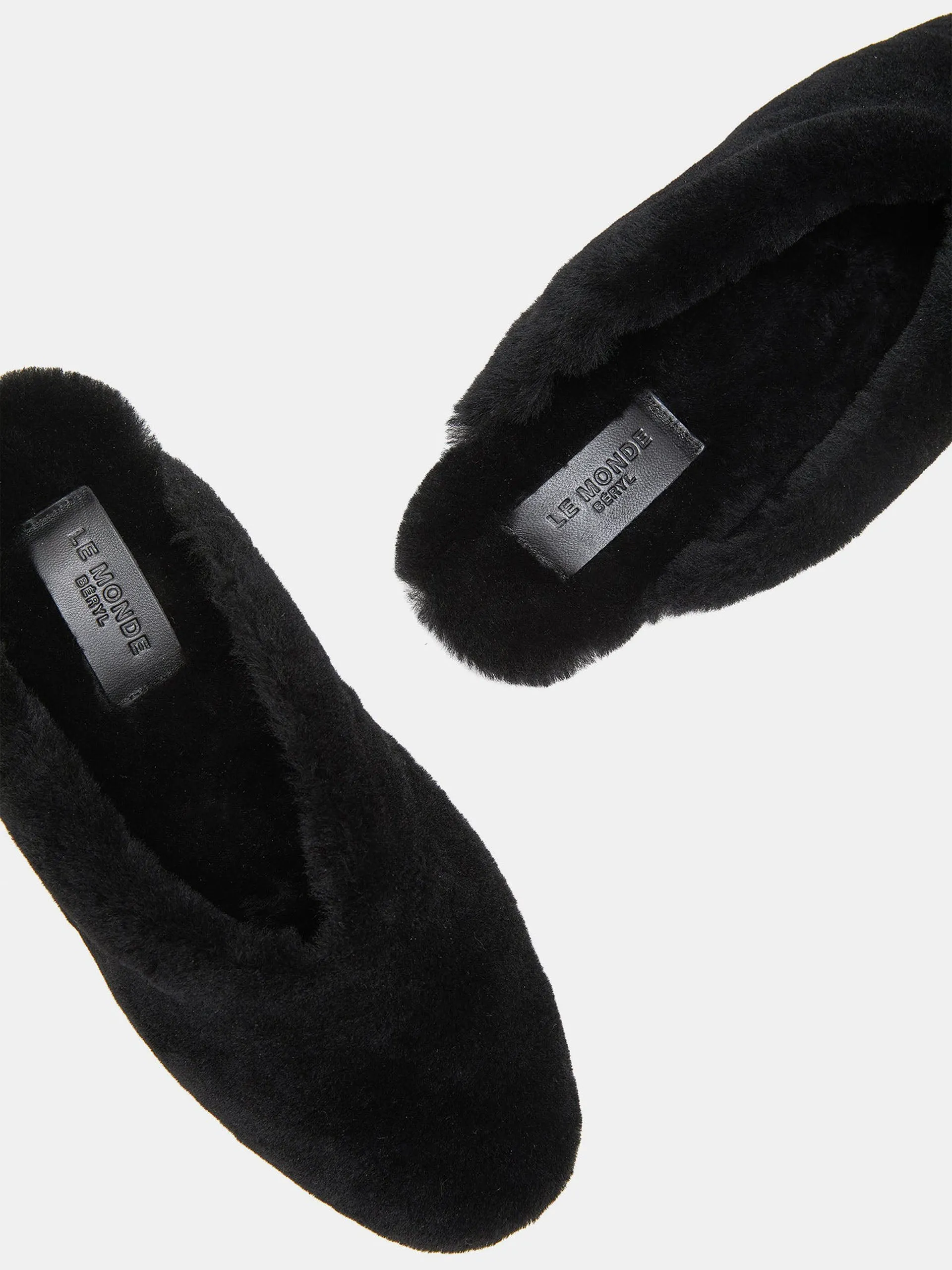 Black shearling Regency mules