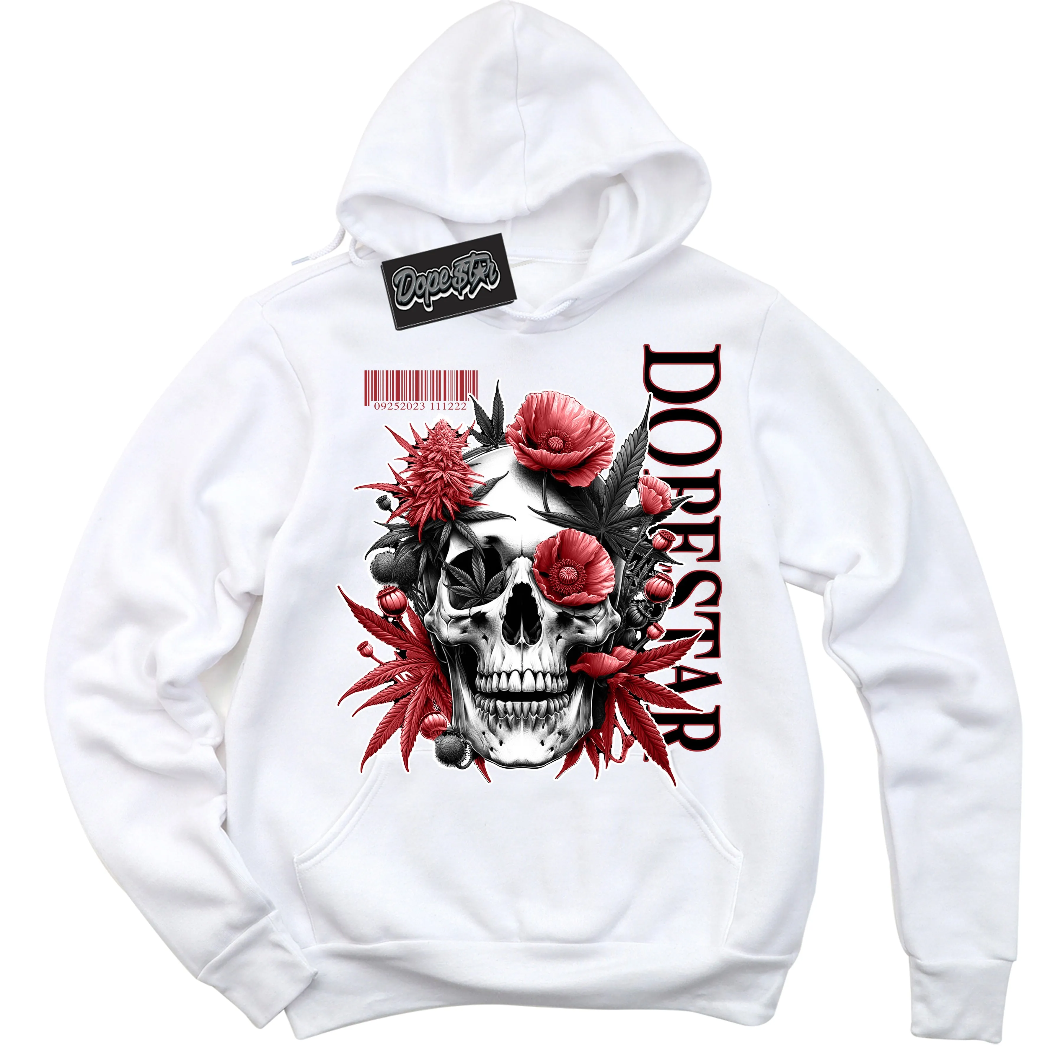 Black Toe Bright Crimson Dunk Sneaker Hoodie Skull Poppies Graphic