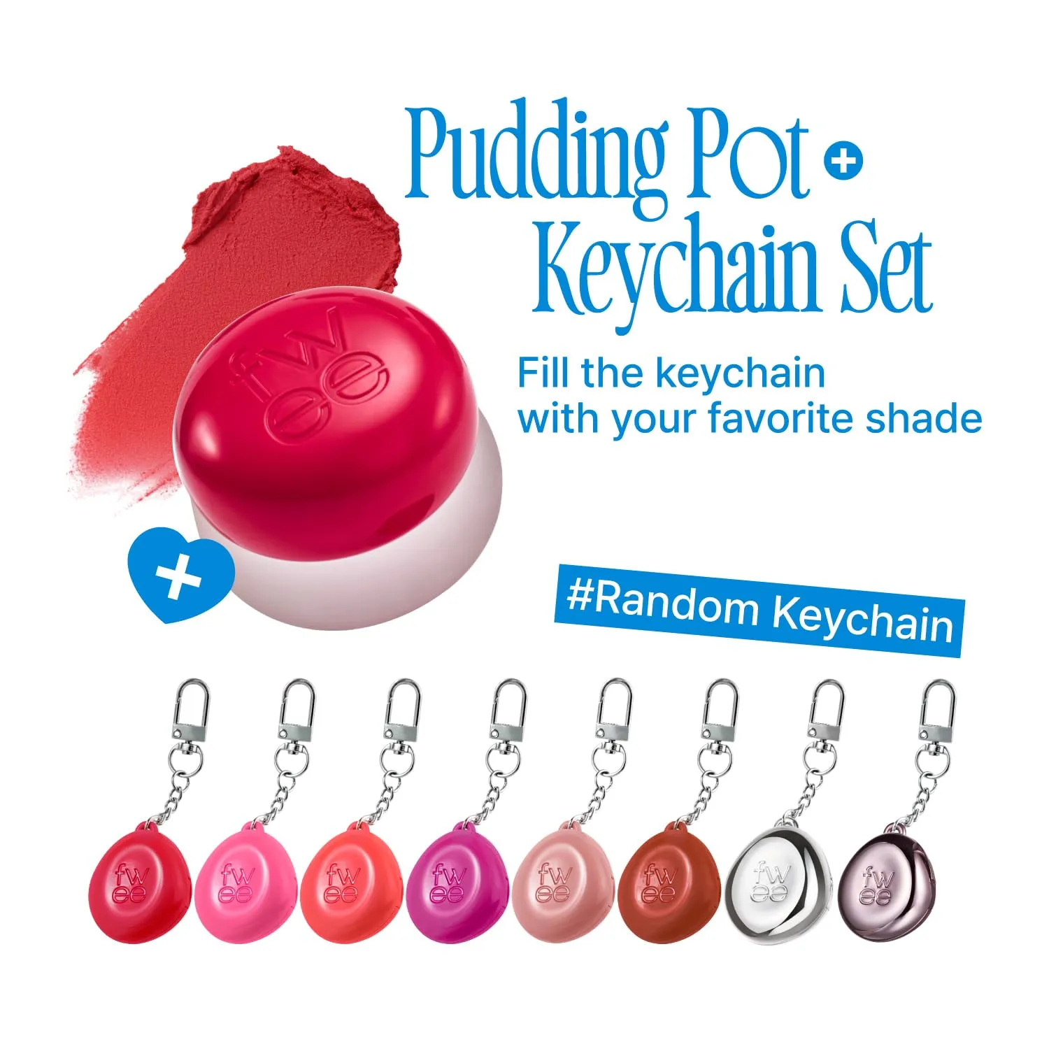 Blurry Pudding Pot   Keychain SET | Airbrushed Blush & Lip, Buildable Pigment, Long-lasting, Lightweight, Easy to Blend, Natural Soft Matte Finish Makeup – Mule (Pink Red) | 0.17 oz