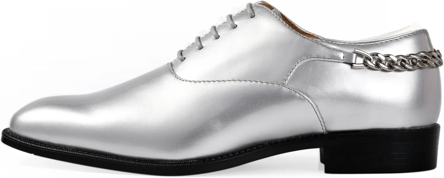Bolano Men's Oxford Dress Shoes - Chainz Model with Cuban Heel and Lace-Up Closure