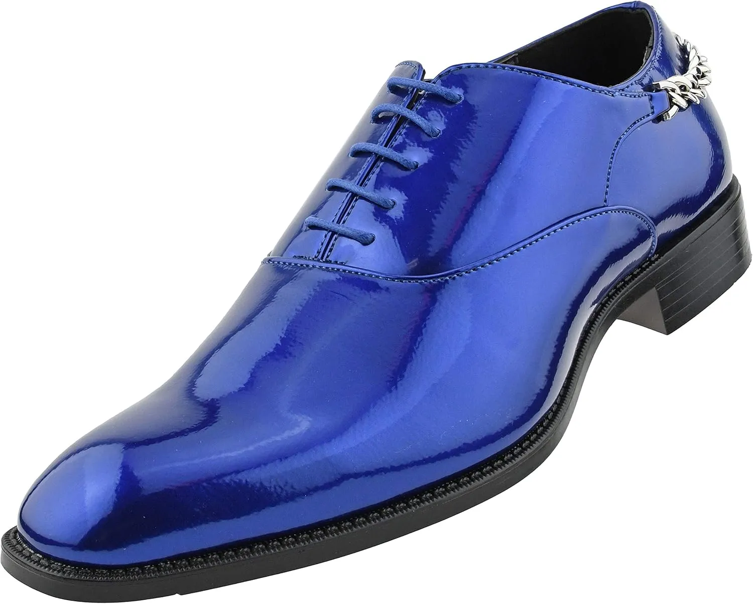 Bolano Men's Oxford Dress Shoes - Chainz Model with Cuban Heel and Lace-Up Closure