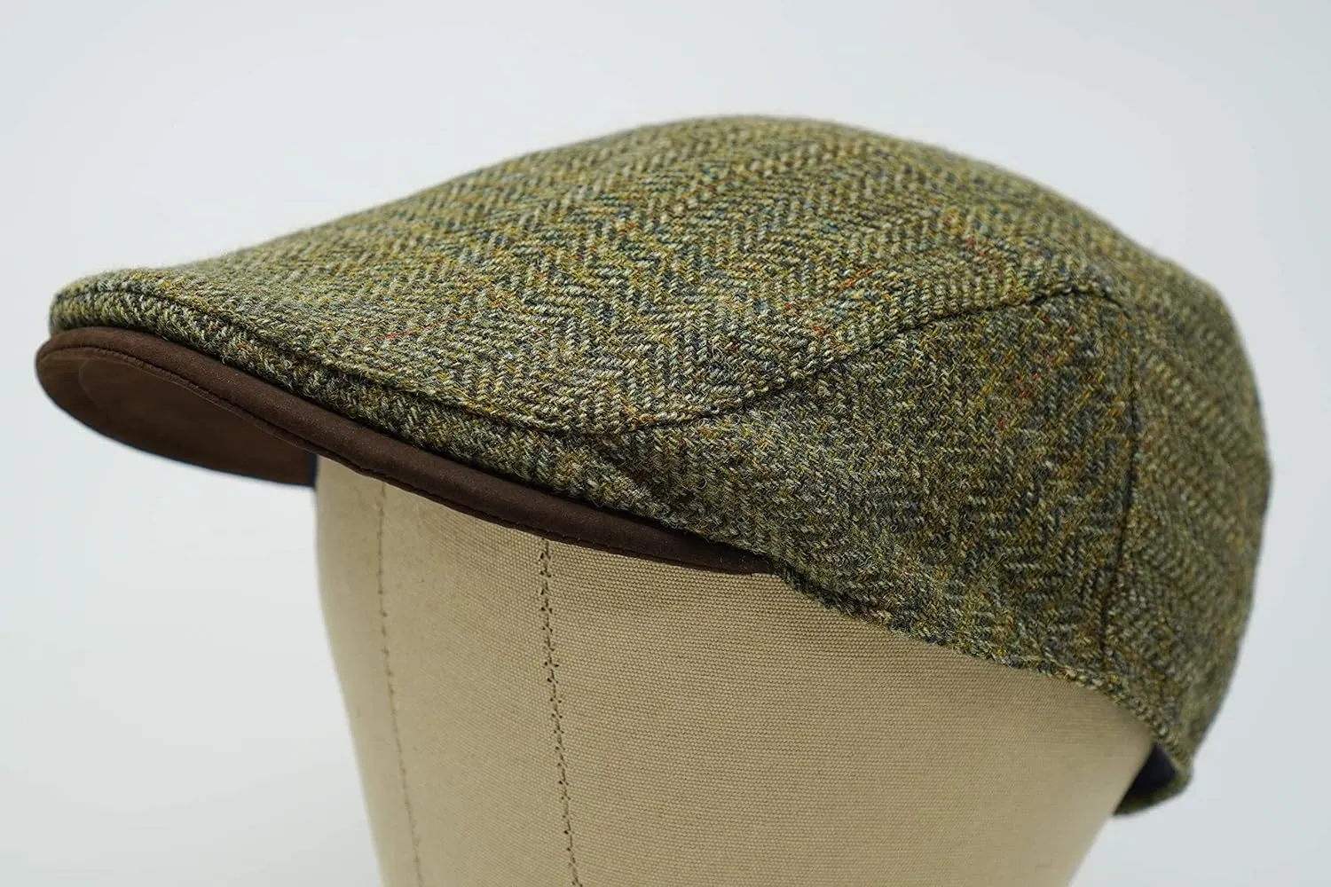 Borges & Scott The Sloan - Irish Tweed and Nubuck Leather Flat Cap