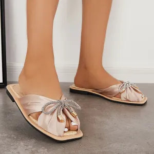 Bowknot on Sandals Peep Satin Decor Slides Slip International delivery High-end design Toe Straps