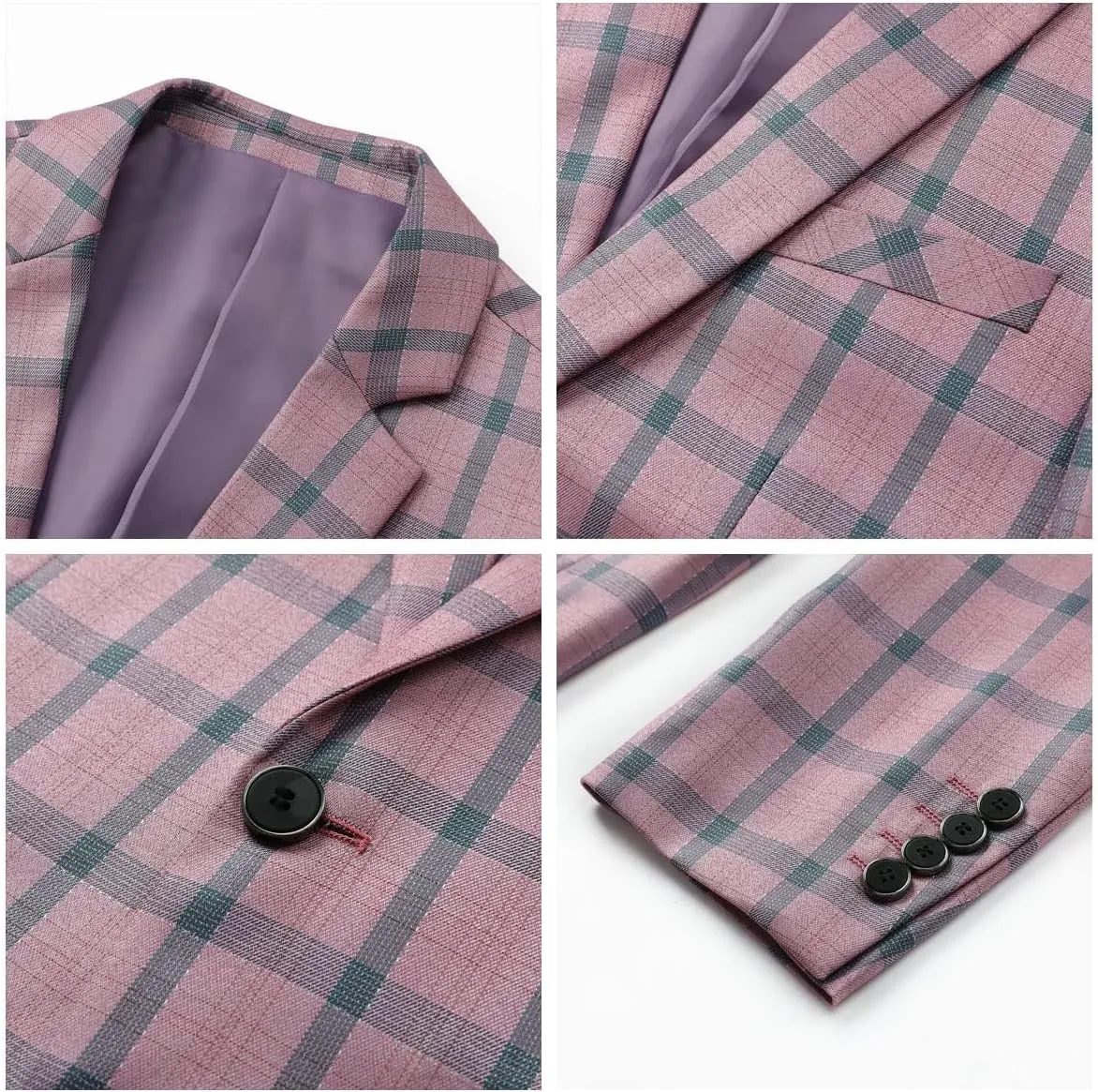 Boyland Men's Casual Suit Blazer Jackets Lightweight One Button Sport Coats Plaid Blazer