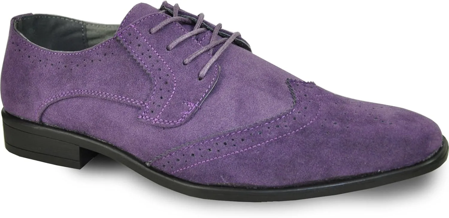 BRAVO Men Dress Shoe KING-3 Classic Faux Suede Oxford with Leather Lining?PURPLE 11.5W