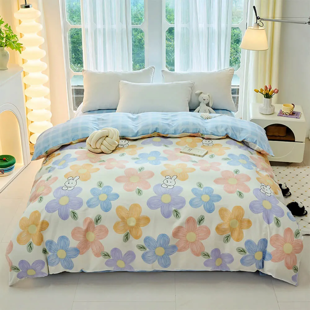 Breathable Cotton Double-Sided Colorful Bed Sheet Set
