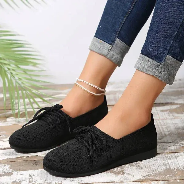 Breathable Lazy Mesh Lace-Up Flats for Women Fashion