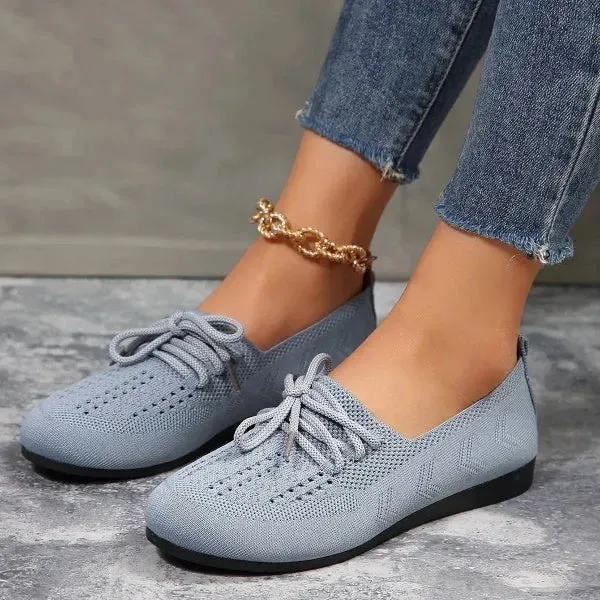 Breathable Lazy Mesh Lace-Up Flats for Women Fashion