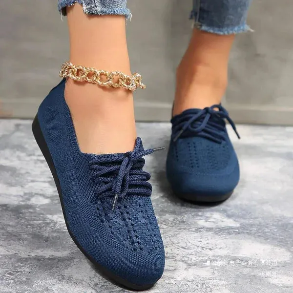 Breathable Lazy Mesh Lace-Up Flats for Women Fashion