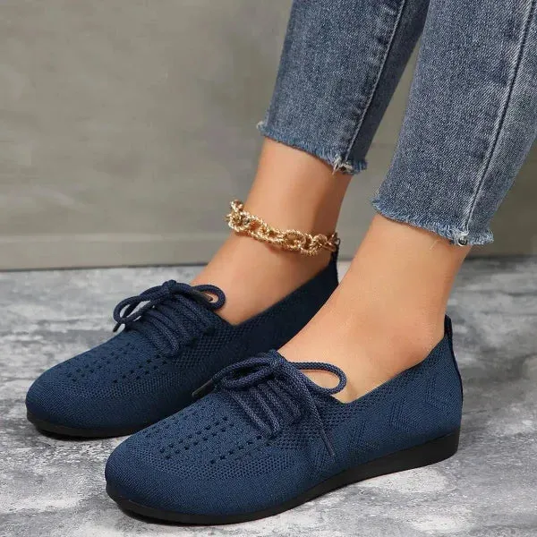 Breathable Lazy Mesh Lace-Up Flats for Women Fashion