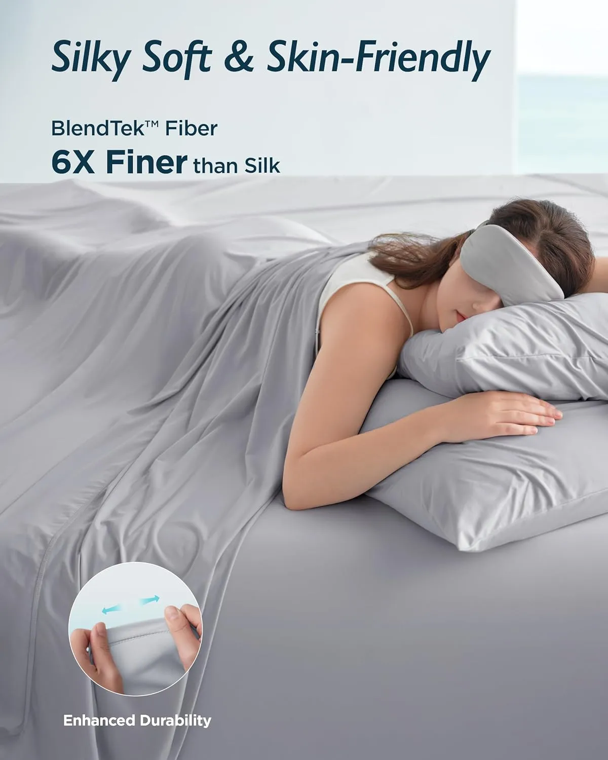 Breescape Cooling Sheet Set Queen Size - BlendTek™ Dry & Cool Technology for Hot Sleepers and Night Sweats, Q-Max>0.46 Tech, Deep Pocket Up to 18", 360° Elastic Band, Misty Gray