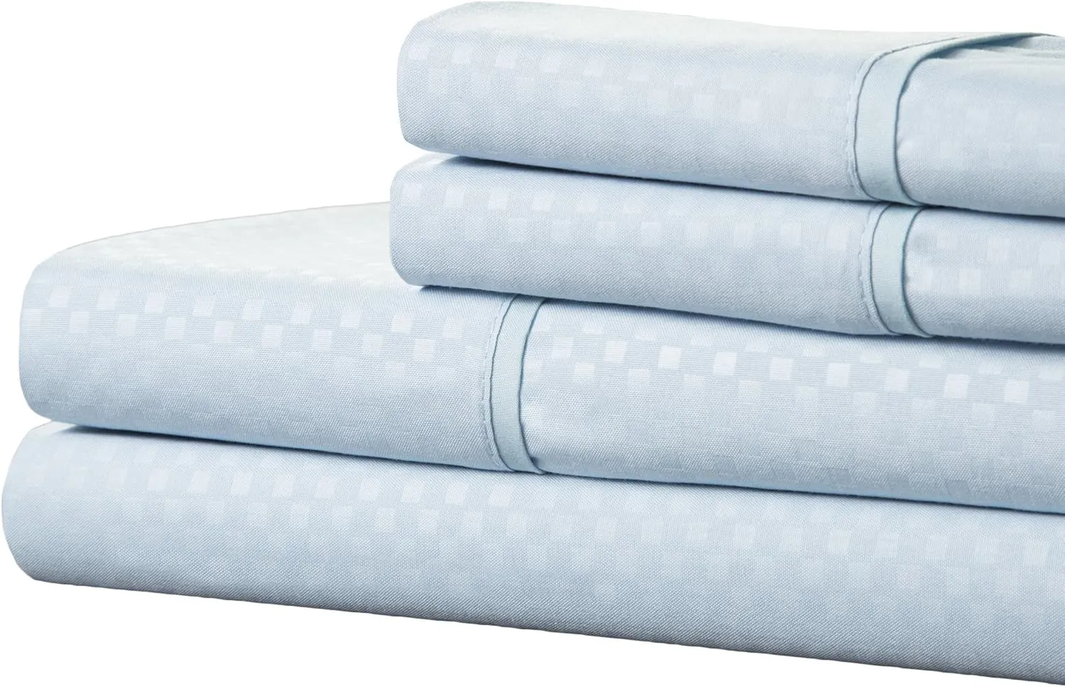 Brushed Microfiber Sheet Set- 3 Piece- Embossed Checkered Bed Linens- Deep Pocket Fitted & Flat Sheets, Plus A Pillowcase by Lavish Home (Twin, Blue)