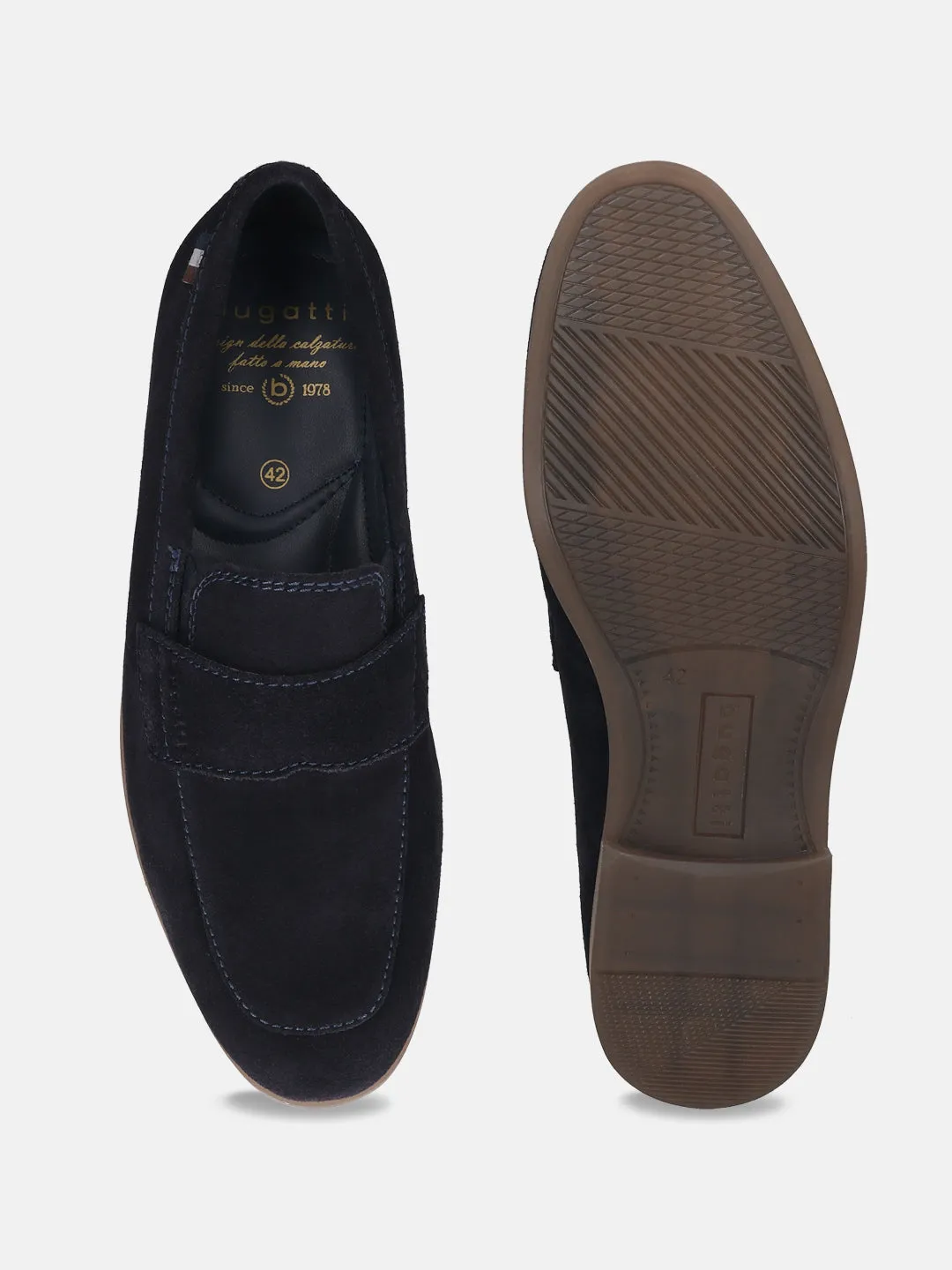 bugatti Dark Blue Premium Leather Slip-On