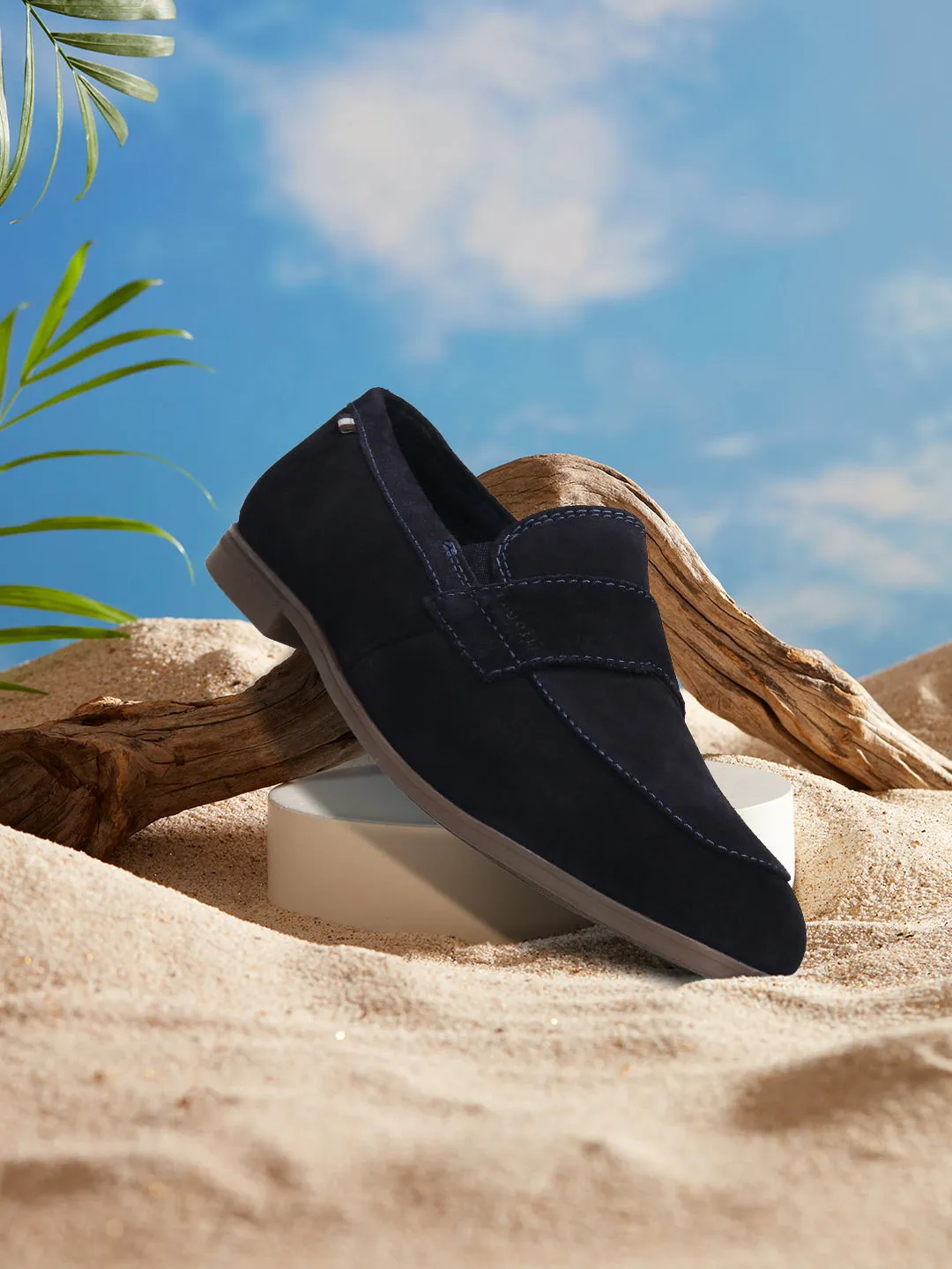 bugatti Dark Blue Premium Leather Slip-On
